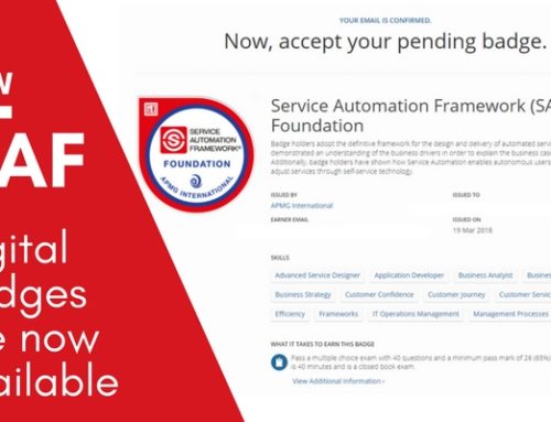 Now Available – Digital Badges for your Service Automation Exam